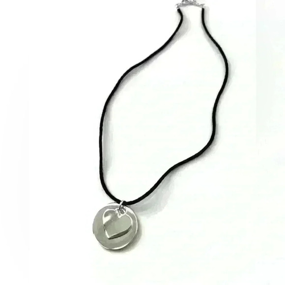 Sweetheart Layered  Silver Heart Circle Valentines Day Medallion Necklace - Picture 1 of 10
